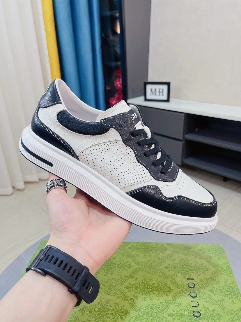 Men's shoes 💰458🌹🌹GUCCI [Gucci] New high-end men's shoes brand, the latest fashionable casual men's shoes, trendy and versatile style, relaxed and sporty style, uppers imported from Italy, first-layer cowhide embossed, genuine leather lining and ultra-fine workmanship. Original personalized fashionable rubber wear-resistant outsole, light and comfortable on the foot, size 38-44